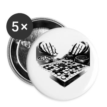 Go Board Game – Strategic Hands Illustration - Buttons small 1''/25 mm (5-pack) - white - Front