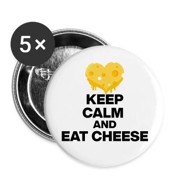 RESTE CALME ET MANGE DU FROMAGE, UN CADEAU 🧀 DE JUNKIE AU FROMAGE - Lot de 5 petits badges (25 mm) - blanc - Devant