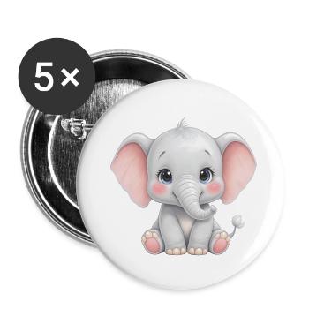 Kuscheliges Elefantenbaby Cartoon - Buttons klein 25 mm (5er Pack) - Weiß - Vorne