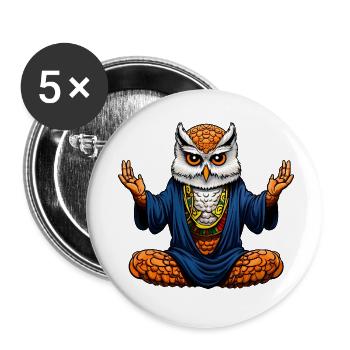 Yoga par hibou - Lot de 5 petits badges (25 mm) - blanc - Devant