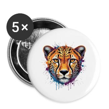 Colorful Leopard – Modern Animal Illustration - Buttons small 1''/25 mm (5-pack) - white - Front