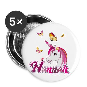 Hannah , maiden name, favorite name - Buttons small 1''/25 mm (5-pack) - white - Front