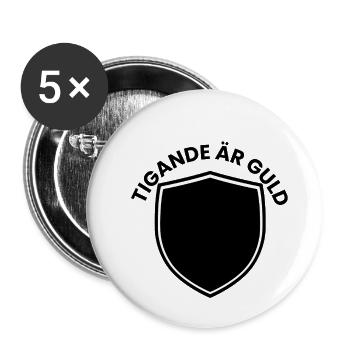 Schildemblem mit gebogenem Text - Buttons klein 25 mm (5er Pack) - Weiß - Vorne