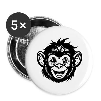 Face de singe - Lot de 5 petits badges (25 mm) - blanc - Devant