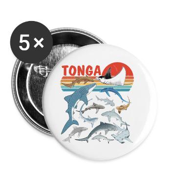 Tonga shark species Tiger shark Bull shark Manta rays - Buttons small 1''/25 mm (5-pack) - white - Front