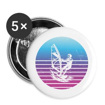 Klassisches Windsurfing Motiv - Buttons klein 25 mm (5er Pack) - Weiß - Vorne