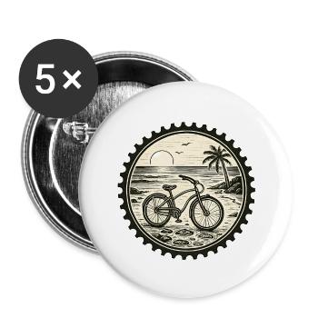 Blason vintage pour vélo de plage - Lot de 5 petits badges (25 mm) - blanc - Devant