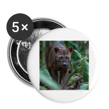 Fossa – Chasse silencieuse dans la forêt tropicale - Lot de 5 petits badges (25 mm) - blanc - Devant