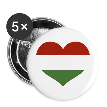 Herz der ungarischen Flagge - Buttons klein 25 mm (5er Pack) - Weiß - Vorne