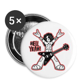 Hell yes Cartoon-Rock-Gitarrist - Buttons klein 25 mm (5er Pack) - Weiß - Vorne