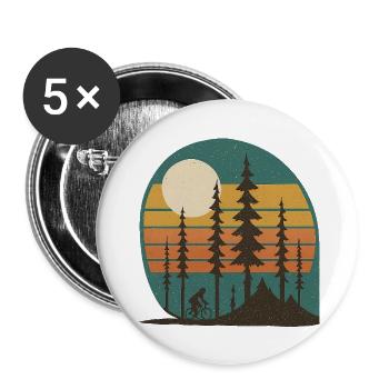 Waldsonne Radfahrer Retro-Landschaft geschenkidee  - Buttons klein 25 mm (5er Pack) - Weiß - Vorne
