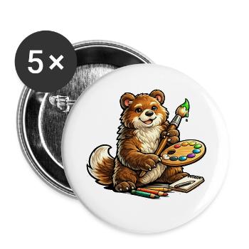 Bär mit Farbpalette Kunst - Buttons klein 25 mm (5er Pack) - Weiß - Vorne