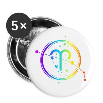 Horoscope, signe du zodiaque et astrologie du Bélier - Lot de 5 petits badges (25 mm) - blanc - Devant
