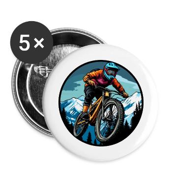 Freeride Biker - Lot de 5 petits badges (25 mm) - blanc - Devant