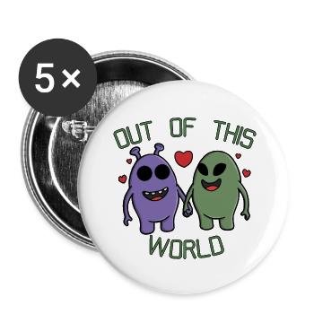 Out of This World Alien Couple Holding Hands - Buttons small 1''/25 mm (5-pack) - white - Front