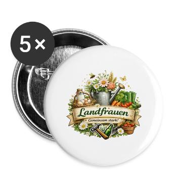 Landfrauen Gemeinsam Stark - Buttons klein 25 mm (5er Pack) - Weiß - Vorne