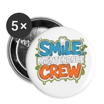 Hygiéniste orthodontique Entretien du sourire - Lot de 5 petits badges (25 mm) - blanc - Devant