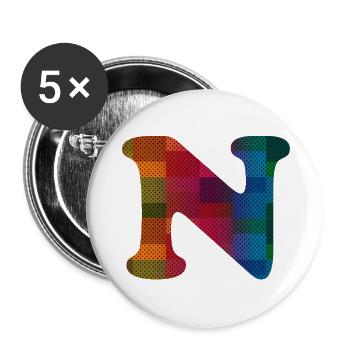 Buchstabe N Vintage - Buttons klein 25 mm (5er Pack) - Weiß - Vorne