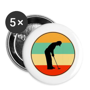 Retro-Golfer-Silhouette Vintage-Sonnenuntergangs-Sportkunst - Buttons klein 25 mm (5er Pack) - Weiß - Vorne