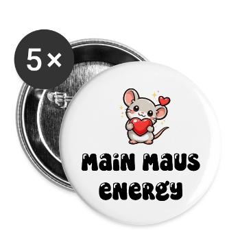 Main Maus Energy - Buttons klein 25 mm (5er Pack) - Weiß - Vorne