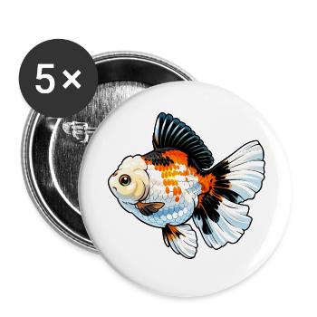 Grade Tricolor Oranda High Quality Goldfish - Buttons klein 25 mm (5er Pack) - Weiß - Vorne