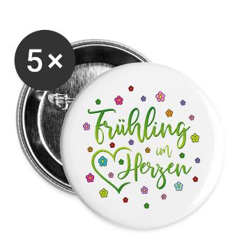 Spring in the heart - Buttons small 1''/25 mm (5-pack) - white - Front