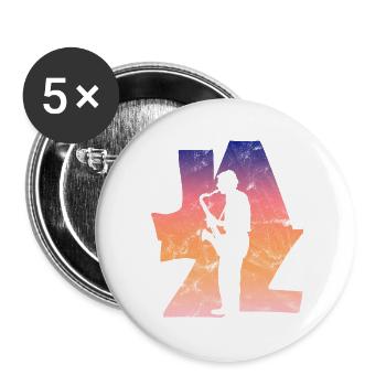 Saxophoniste de jazz - Lot de 5 petits badges (25 mm) - blanc - Devant