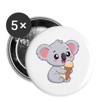 Koala gourmand à la glace - Lot de 5 petits badges (25 mm) - blanc - Devant