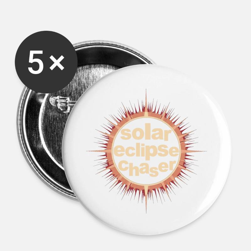 Chasseur d’éclipses solaires - Lot de 5 petits badges (25 mm) - blanc