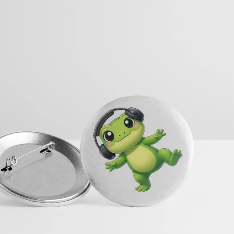 Cute frog toad toad with headphones dancing tech Buttons small 1''/25 mm (5-pack)