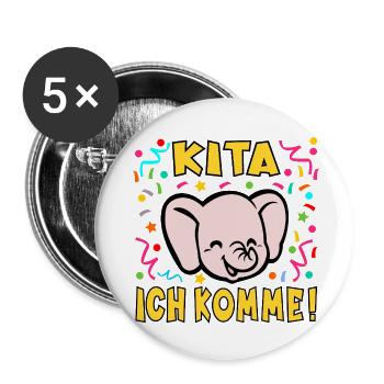 DAYCARE CENTER Kita Elefanten - Buttons small 1''/25 mm (5-pack) - white - Front
