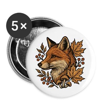 Herbstfuchs im Laubkreis - Buttons klein 25 mm (5er Pack) - Weiß - Vorne