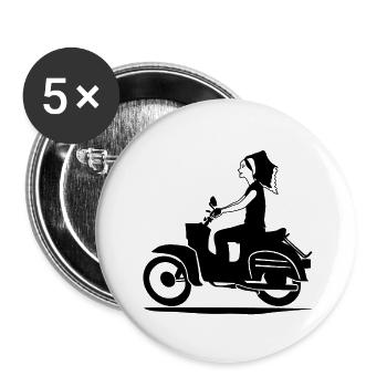 DELNJOSERBOWKA - MOPED - Buttons klein 25 mm (5er Pack) - Weiß - Vorne