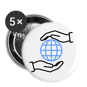 Weltkugel Hände Umriss Global - Buttons klein 25 mm (5er Pack) - Weiß - Vorne