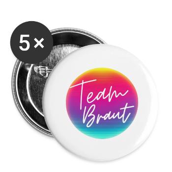 Team Braut! Cool  Neon Kreis Personalisierbar - Buttons klein 25 mm (5er Pack) - Weiß - Vorne