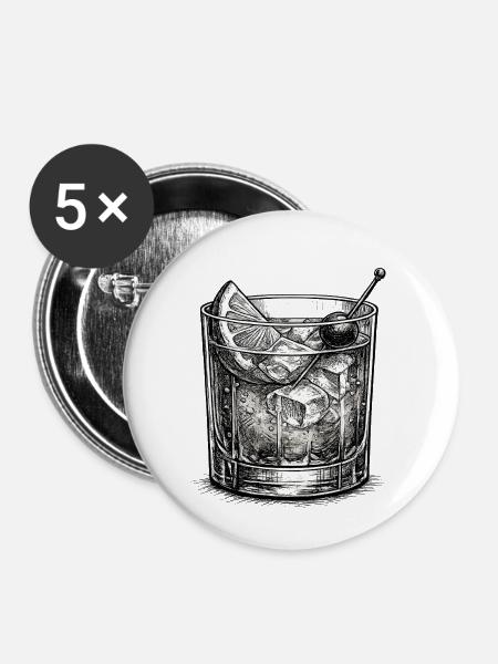 Altmodisch - Buttons klein 25 mm (5er Pack) - Weiß