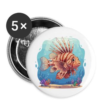 Feuerfisch Unterwasser-Pracht - Buttons klein 25 mm (5er Pack) - Weiß - Vorne