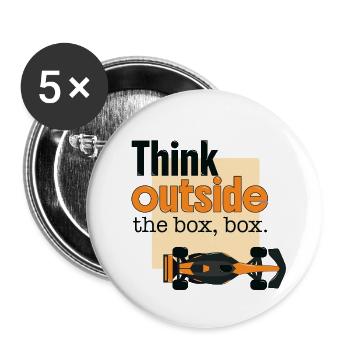 Denken Sie an Formel-Car-Rennen außerhalb der Boxen - Buttons klein 25 mm (5er Pack) - Weiß - Vorne