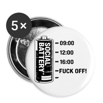Baterie sociale - Lot de 5 petits badges (25 mm) - blanc - Devant