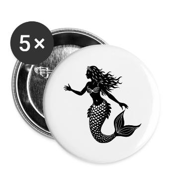 Meerjungfrau - Buttons klein 25 mm (5er Pack) - Weiß - Vorne
