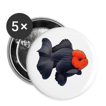 Grade Black Oranda with Red Head HQ Goldfish - Buttons klein 25 mm (5er Pack) - Weiß - Vorne