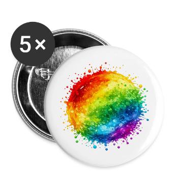 Explosion d’éclaboussures de couleurs arc-en-ciel - Lot de 5 petits badges (25 mm) - blanc - Devant