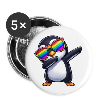 Cute Penguin Dab Rainbow Sunglasses Summer - Buttons small 1''/25 mm (5-pack) - white - Front