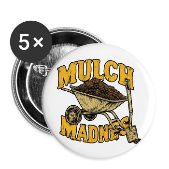 Brouette de folie paillis - Lot de 5 petits badges (25 mm) - blanc - Devant