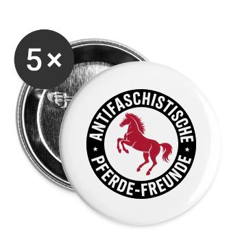 Antifascist Horse Lovers - Antifa Equestrian Sport - Buttons small 1''/25 mm (5-pack) - white - Front