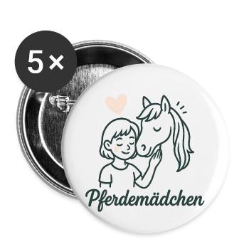 Pferdemädchen und Pferdefreund Linienkunst - Buttons klein 25 mm (5er Pack) - Weiß - Vorne