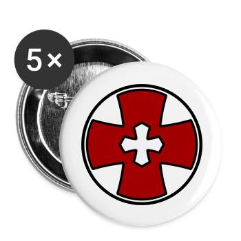 Cercle croisé - Lot de 5 petits badges (25 mm) - blanc - Devant