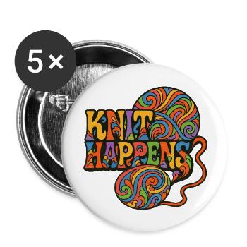 Knit Happens Psychedelische Geschichte - Buttons klein 25 mm (5er Pack) - Weiß - Vorne