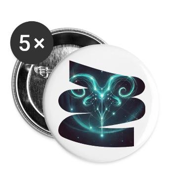 Widder-T-Shirt – Sternzeichen des Sternzeichens - Buttons klein 25 mm (5er Pack) - Weiß - Vorne