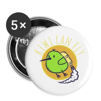 Les Kiwis peuvent voler - Lot de 5 petits badges (25 mm) - blanc - Devant